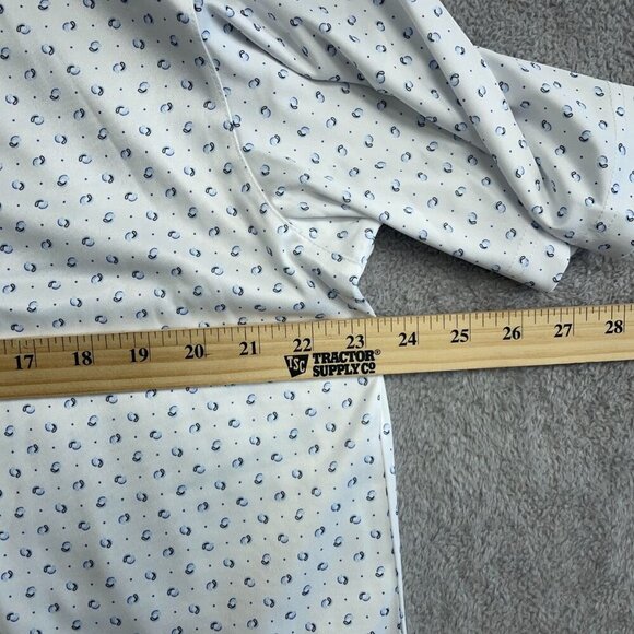 NEW Greg Norman ML75 Men's L Golf Polo Shirt White/Blue Circle Print - Picture 5 of 9